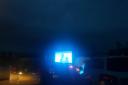 The drive-in cinema in Winwick towards the end of the screening of Mamma Mia! on Saturday