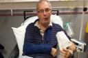 Cyclist Ken Negus, 58, at the Princess Royal University Hospital in Farnborough after the crash