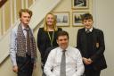 •	Andy Burnham MP with Councillor Jo Platt, Rory Gilmore and Keegan Moran