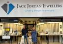 Mike and Michelle with Rufus and Casper outside Jack Jordan Jewellers