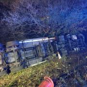 The overturned lorry Pic: NW Motorway Police