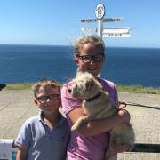 The woman's grandchildren with Tilly the dog