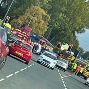 Emergency services at the scene of the crash on Atherleigh Way (Pic: Stacey Louise)