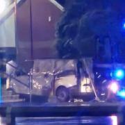 The vehicle that exploded on Lidl carpark