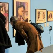 Guests viewing the Turnpike exhibition