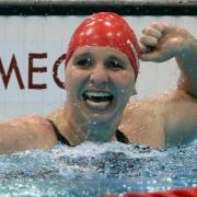 Heather Frederiksen celebrates winning her London 2012 gold medal