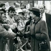 Her Majesty the Queen greets the crowds in Leigh