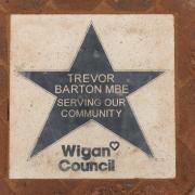 Inspired by Hollywood's Hall of Fame, one of the engraved stone stars at Leigh Town Hall, dedicated to Trevor Barton