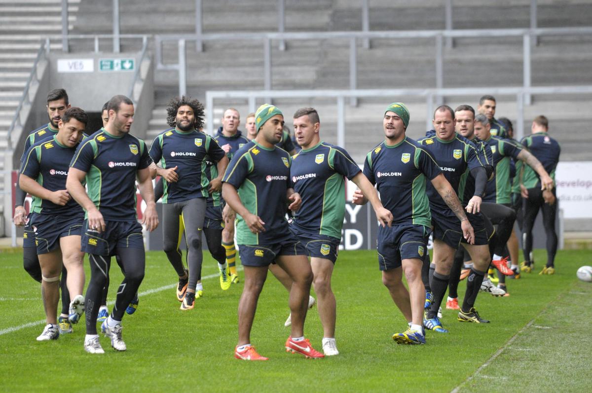 Australia train at Langtree Park in St Helens ahaead of Group A game against Fiji
