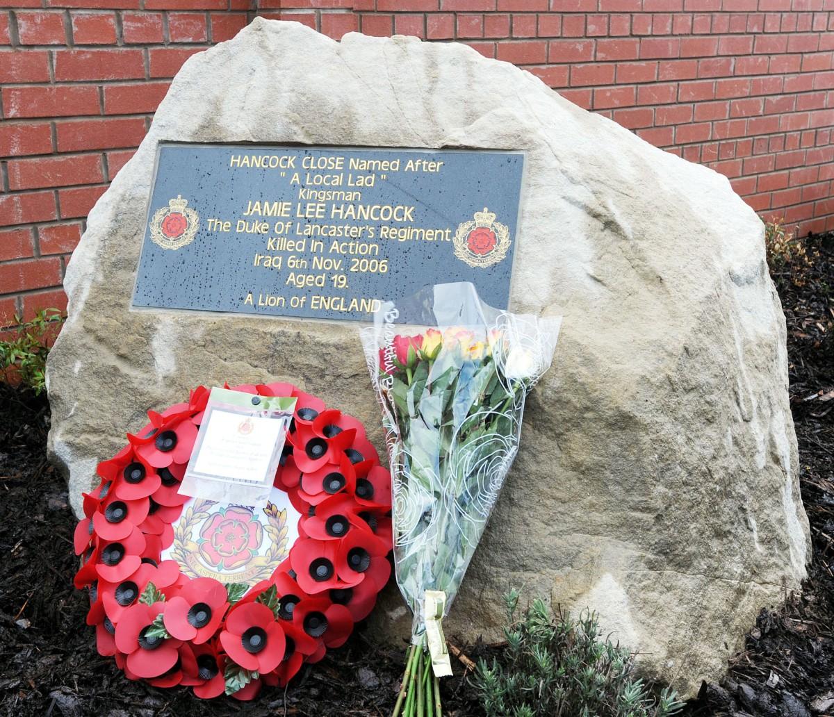 The memorial stone describes Jamie as a ‘local lad killed in action’