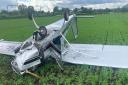 The aircraft after the crash Picture: @CarlEHalsam (Twitter)