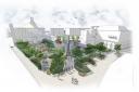 A CGI of a revamped Civic Square in the Leigh bid