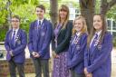 Headteacher Alison Gormally and prefects at Golborne High