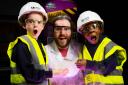 Pupils with 'Mad Scientists' at the sewer project