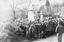 The unveiling of the memorial to Robert Isherwood (Picture: Wigan & Leigh Archives and Local Studies)