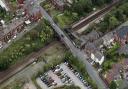 An aerial shot of Hindley railway station and Ladies Lane