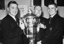 (left to right) Jimmy Ledgard, Bill Hughes and Frank Kitchen with the  Rugby League World Cup Picture: Wigan and Leigh Archives and Local Studies