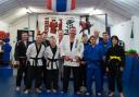 Alan (middle) and members of Leigh Ju-Jitsu club