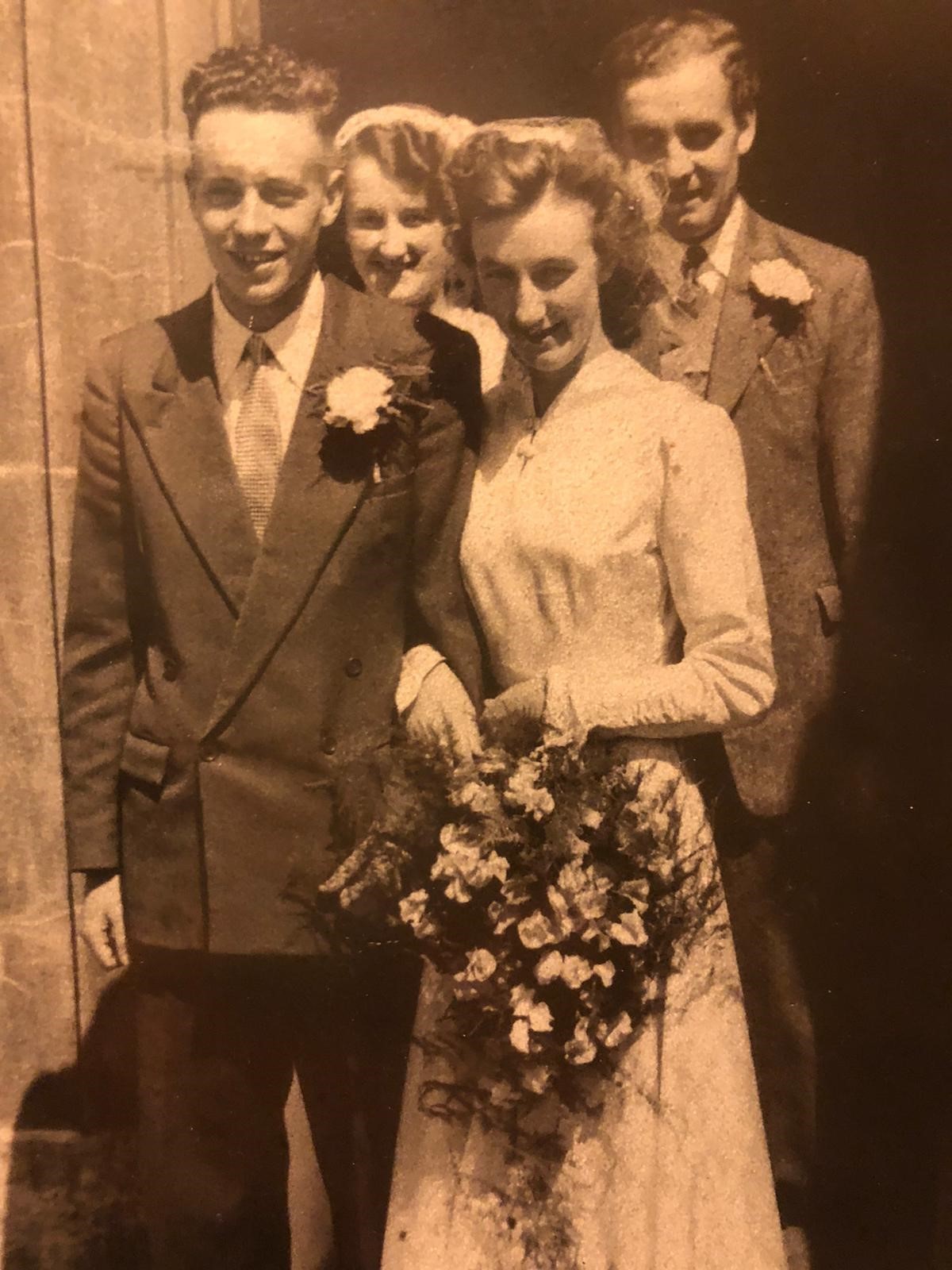 Newlyweds Derek and Margaret Lythgoe outside the church in Ireland in 1953
