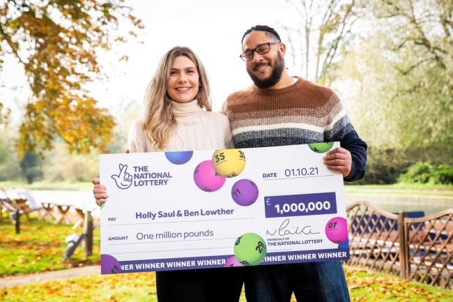 Holly Saul and Ben Lowther, from Cambridge, who have won £1m in a EuroMillions draw on October 1 (PA/ Camelot)