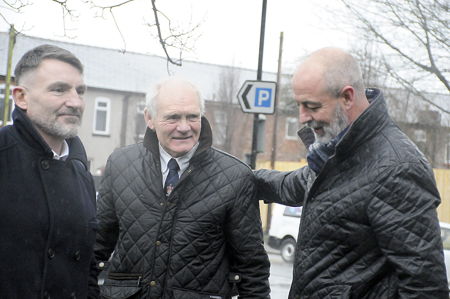 Paul Cullen, Clive Griffiths and Joe Lydon at Des Drummonds funeral (Image: Mike Boden)