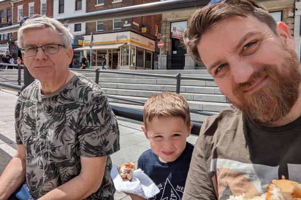David Jones, right, drove dad Allen and son Harry on a 200-mile round trip to see the Teesside Airshow, but they ended up having an underwhelming lunch in Darlington town centre. Not pictured: any aeroplanes Picture: DAVID JONES