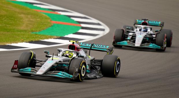 Leigh Journal: Mercedes Lewis Hamilton (right) and George Russell ahead of the British Grand Prix 2022 at Silverstone. Picture: PA