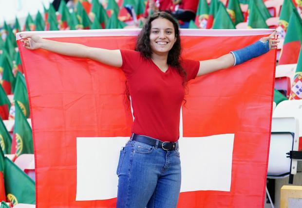 Leigh Journal: A Switzerland fan at Leigh Sports Village Picture: PA