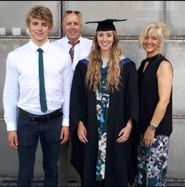 Leigh Journal: Haydn with parents Bryn and Diane at sister Brogan's graduation