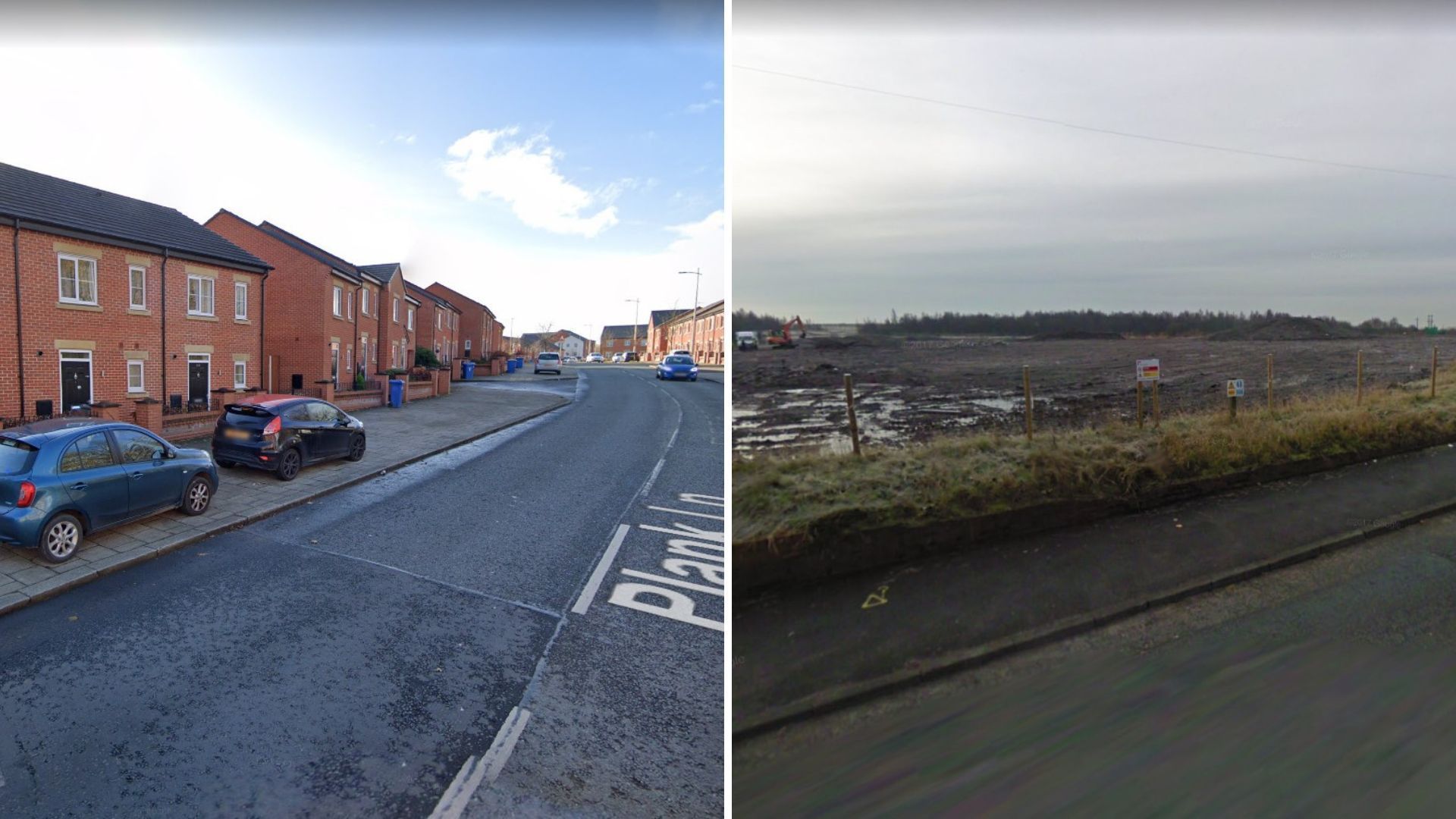 Plank Lane development of Pennington Wharf in Leigh compared between 2009 and 2020.