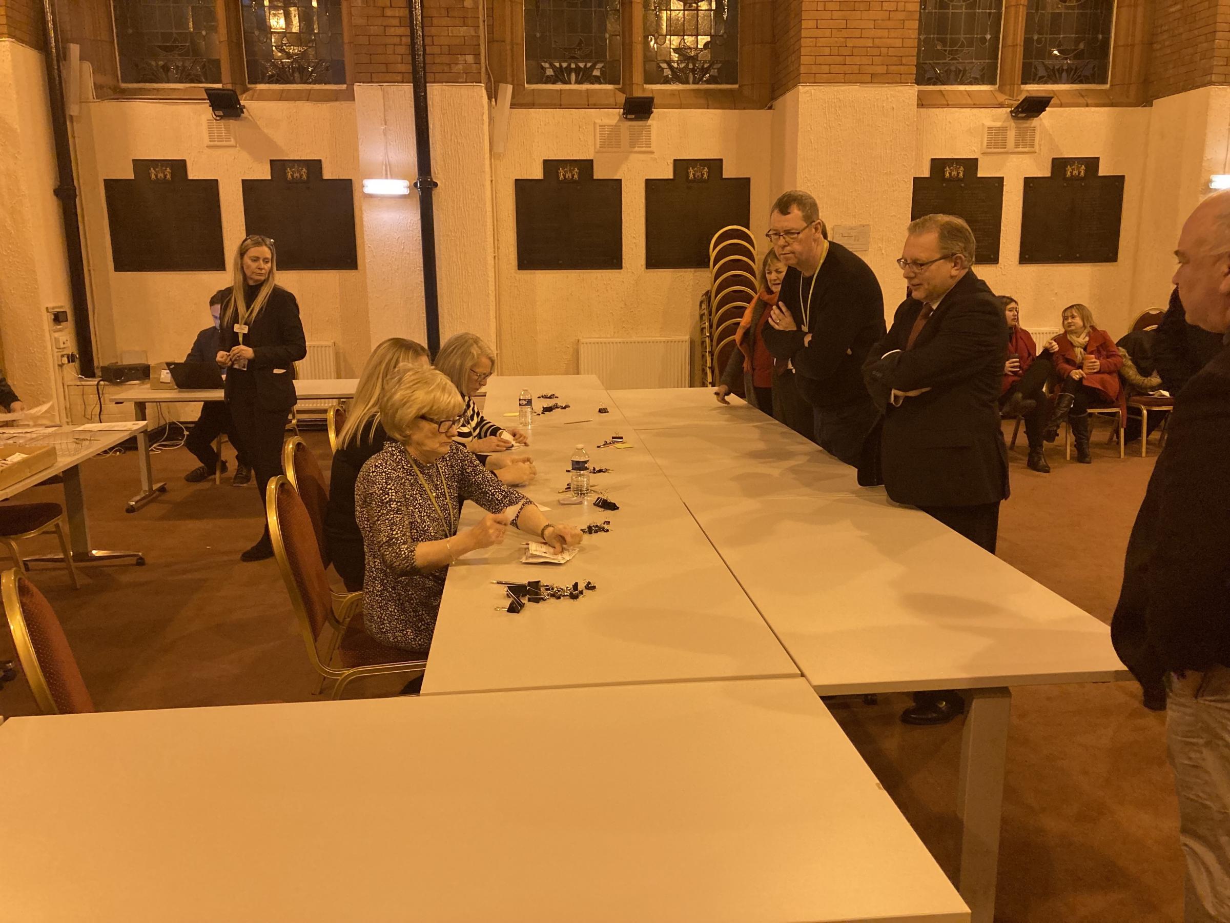 Scenes at the election count in Wigan Town Hall on December 15, 2022. Pic uploaded by George Lythgoe. Credit: Local Democracy Reporting Service. Free to use for all LDRS partners 