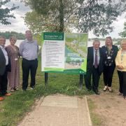 Councillors with the proposed designs at Pennington Flash