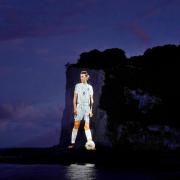 A picture of Ellen White, the Lionesses' 50-goal record scorer, is projected onto the White Cliffs of Dover, ahead of the start of the UEFA Women's Euro 2022 competition on Wednesday when hosts England take on Austria in front of a 71,300