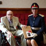 Francis Rothwell with the Lord-Lieutenant of Greater Manchester, Diane Hawkins
