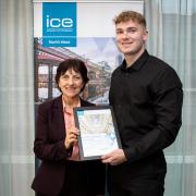 Joe Gaskell and DR Janet Young with his award
