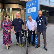 Andrew Hakesley (second left) with Cllr Nazia Rehman, Cllr Chris Ready and Be Well Leisure Development and Operations Manager Andy Hewitt (right)