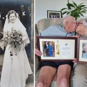 Bill and Dorothy Marshall on their wedding day and 70 years later