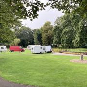 Caravans parked up on Pennington Hall Park in Leigh, Wigan. Pic uploaded by George Lythgoe. Credit: LDRS. Free to use for all LDRS partners