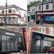 The revamped shop fronts for Frank's Cafe and Mayhap Coffee