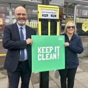 Cllr Prescott, and Cllr Yvonne Klieve, Lead Member for District Centres and Night Time Economy with the ballot bin