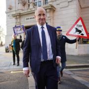 Post Office minister Kevin Hollinrake leaves the Millbank Studios in Westminster