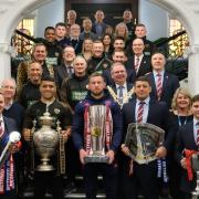 Leigh Leopards at the civic reception with Wigan Warriors