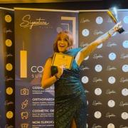 Lauren with her award win at the North West Hair and Beauty Awards