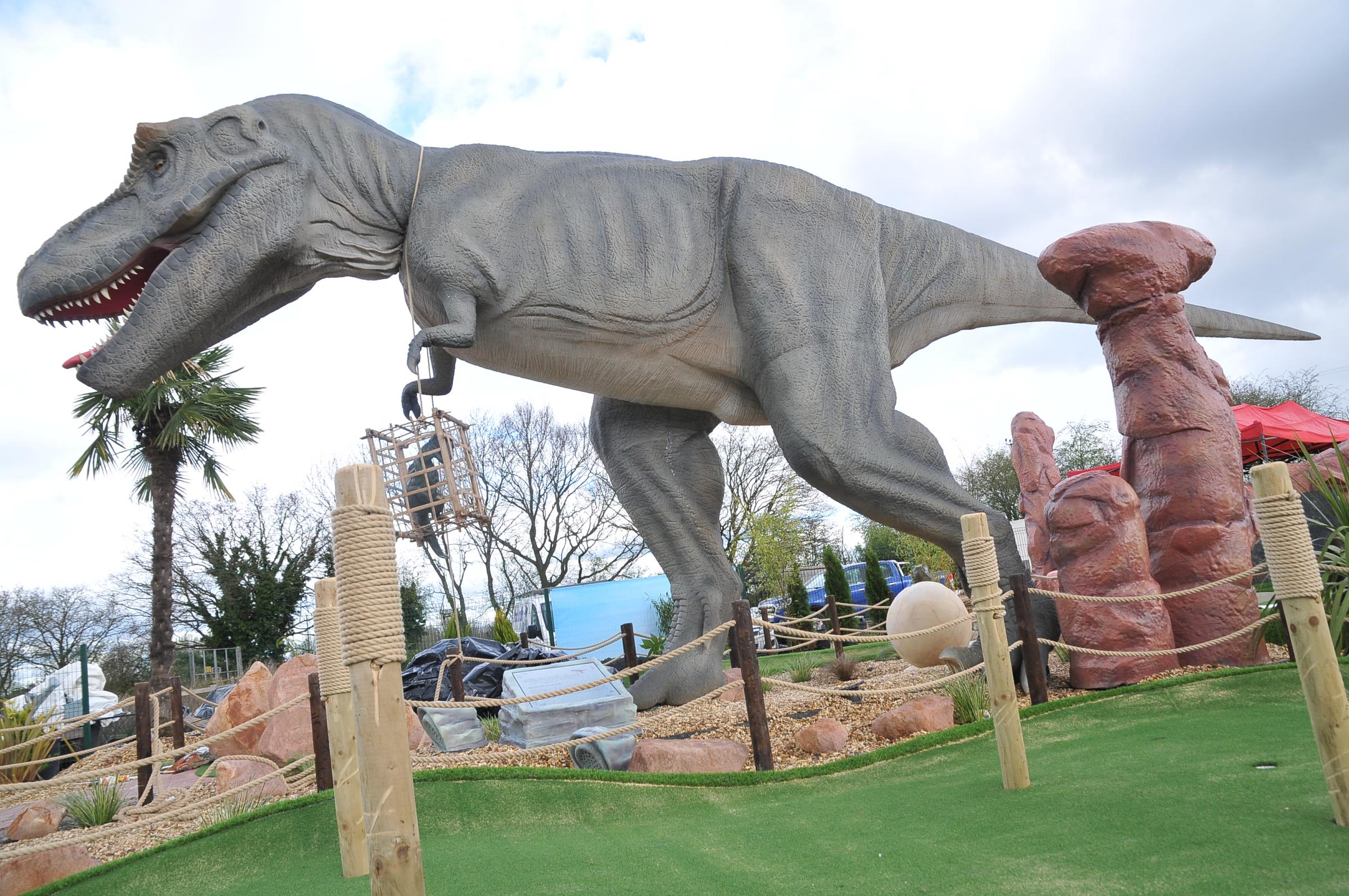 First Look Take A Tour Of Dinosaur Themed Mini Golf Course At Bents Garden And Home Leigh Journal